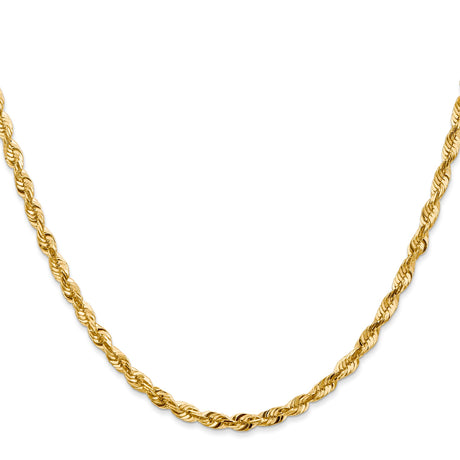 10K Yellow Gold 3.5 mm Rope Chain Necklace, Polished