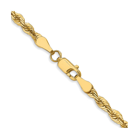10K Yellow Gold 3.5 mm Rope Chain Necklace, Polished alternate angle