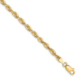 10K Yellow Gold 3.5 mm Rope Chain Bracelet, Polished shown for scale