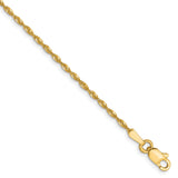 10K Yellow Gold 1.5 mm Rope Chain Anklet, Polished