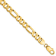 10K Yellow Gold 7.5 mm Figaro Chain Bracelet, Polished shown for scale