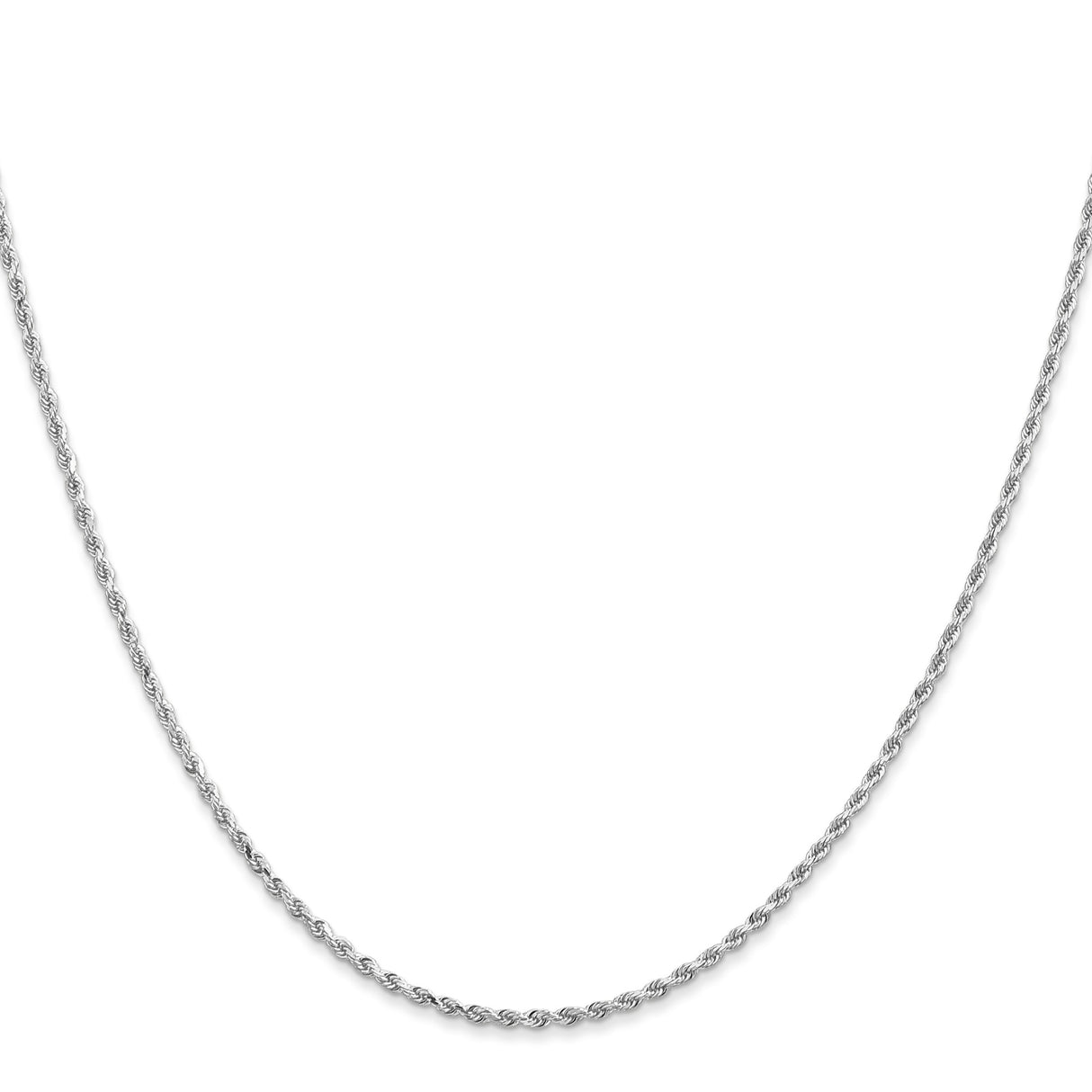 10K White Gold 1.75 mm Rope Chain Necklace, Polished