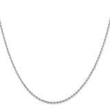 10K White Gold 1.75 mm Rope Chain Necklace, Polished