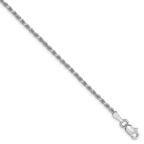 10K White Gold 1.75 mm Rope Chain Bracelet, Polished