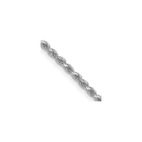 10K White Gold 1.75 mm Rope Chain Necklace, Polished detail view