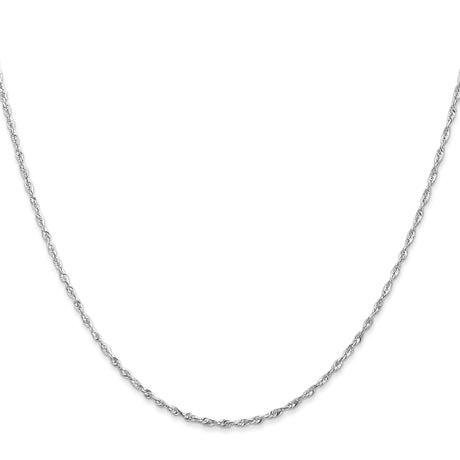 10K White Gold 2.5 mm Rope Chain Necklace, Polished