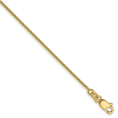 10K Yellow Gold 1 mm Polished Chain Anklet, Solid