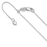 10K White Gold 0.7 mm Box Chain Necklace, Polished detail view