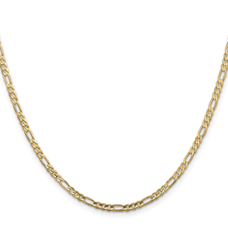 10K Yellow Gold 3 mm Figaro Chain Necklace, Polished