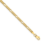 10K Yellow Gold 3 mm Figaro Chain Anklet, Polished