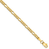 10K Yellow Gold 3 mm Figaro Chain Bracelet, Polished