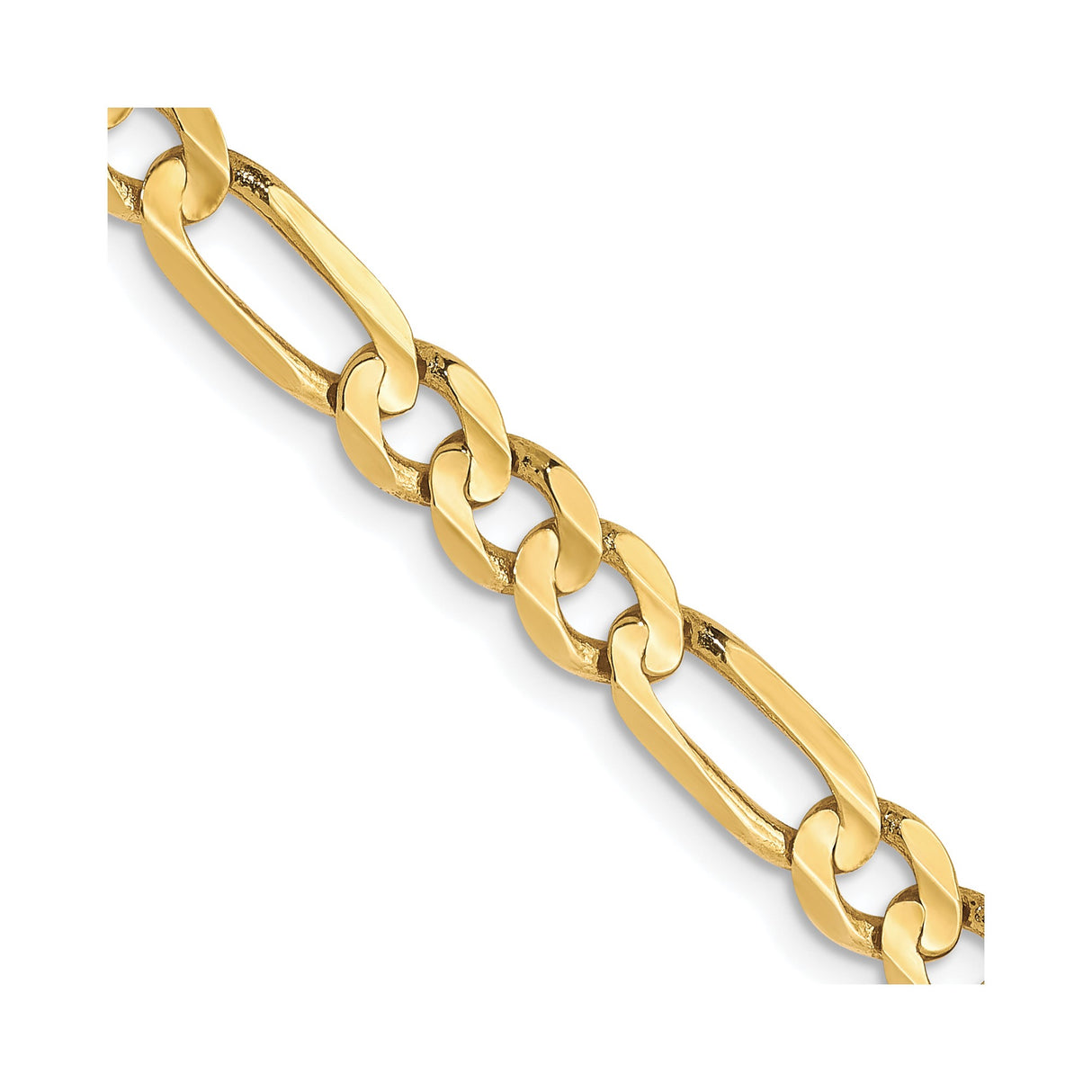 10K Yellow Gold 4.5 mm Figaro Chain Necklace, Polished detail view