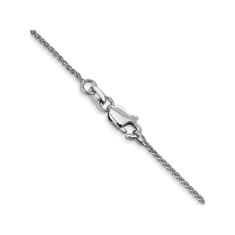 10K White Gold 1 mm Polished Chain Necklace, Solid alternate angle