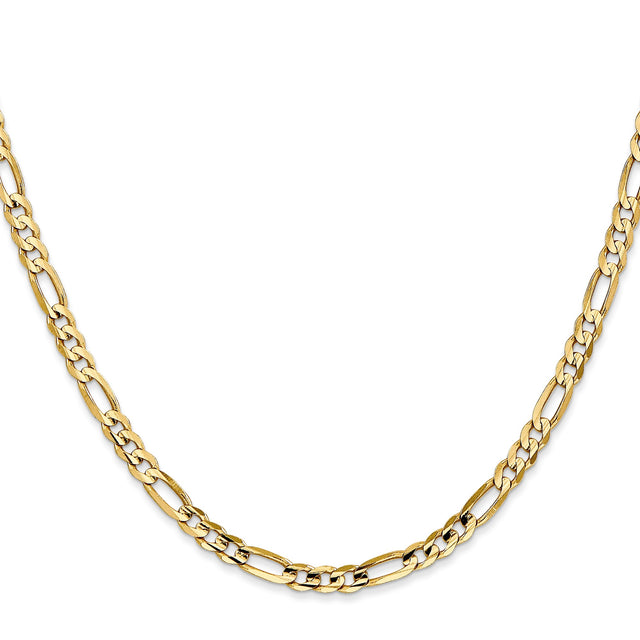 10K Yellow Gold 4 mm Figaro Chain Necklace, Polished