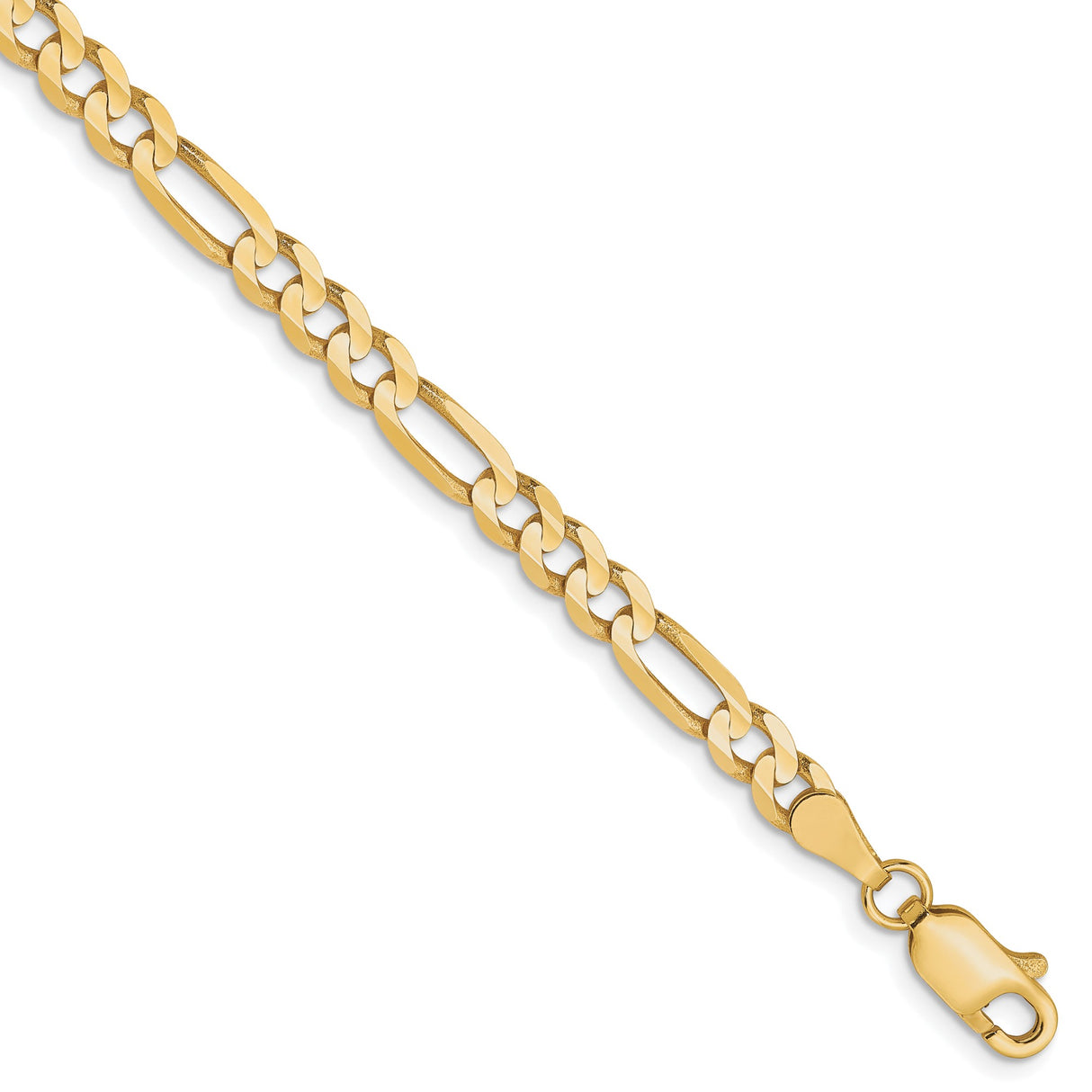 10K Yellow Gold 4 mm Figaro Chain Bracelet, Polished