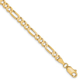 10K Yellow Gold 4 mm Figaro Chain Bracelet, Polished