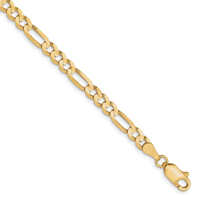 10K Yellow Gold 4 mm Figaro Chain Bracelet, Polished
