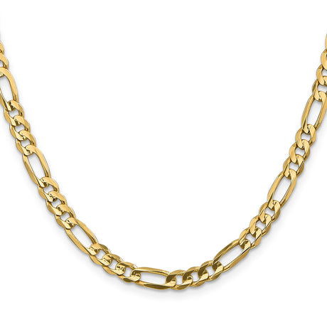 10K Yellow Gold 5.25 mm Figaro Chain Necklace, Polished