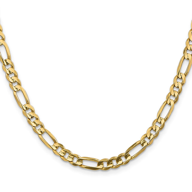 10K Yellow Gold 5.25 mm Figaro Chain Necklace, Polished