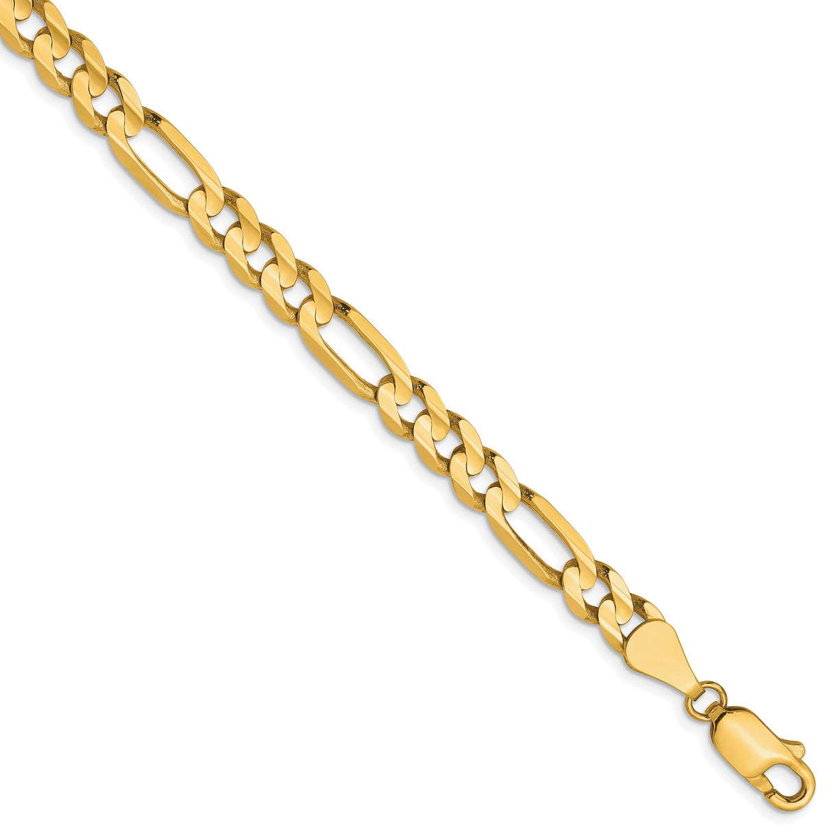 10K Yellow Gold 5.25 mm Figaro Chain Bracelet, Polished