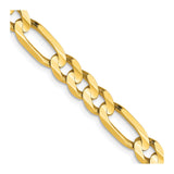 10K Yellow Gold 5.25 mm Figaro Chain Necklace, Polished detail view