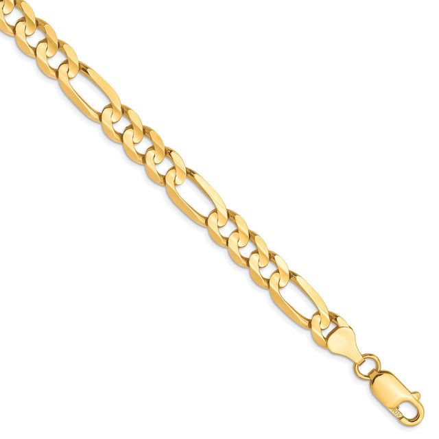 10K Yellow Gold 6.75 mm Figaro Chain Anklet, Polished shown for scale