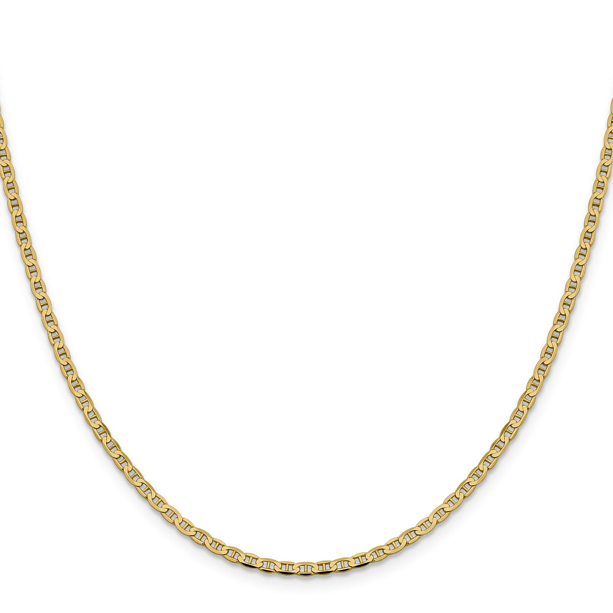 10K Yellow Gold 2.4 mm Polished Chain Necklace, Solid