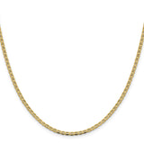 10K Yellow Gold 2.4 mm Polished Chain Necklace, Solid