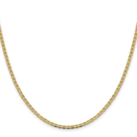 10K Yellow Gold 2.4 mm Polished Chain Necklace, Solid