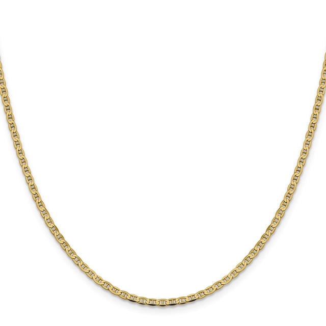10K Yellow Gold 2.4 mm Polished Chain Necklace, Solid