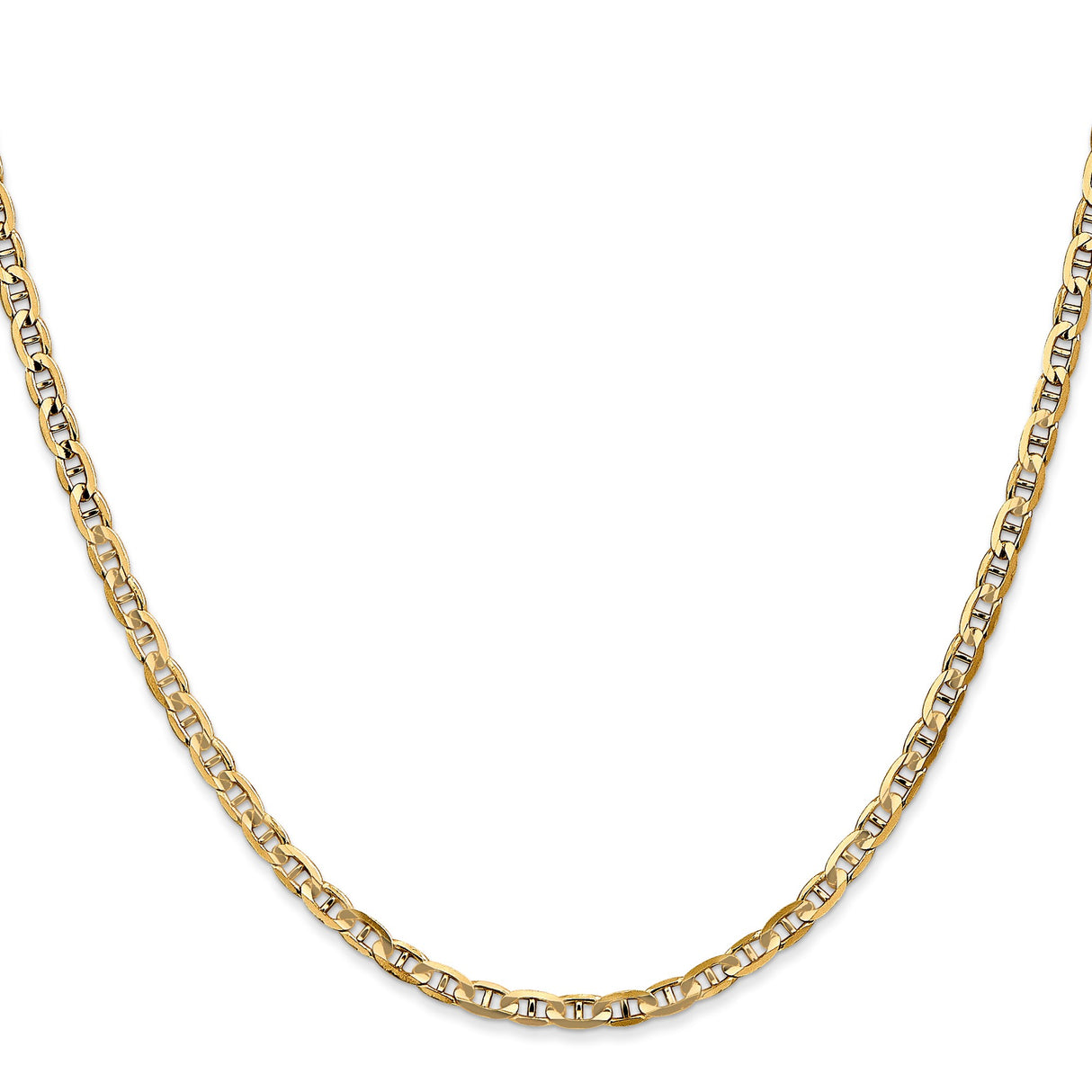 10K Yellow Gold 3 mm Polished Chain Necklace, Solid
