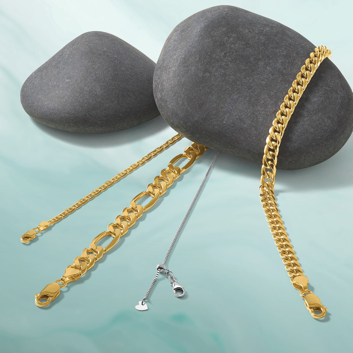 10K Yellow Gold 3 mm Polished Chain Necklace, Solid detail view