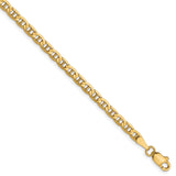 10K Yellow Gold 3 mm Polished Chain Bracelet, Solid