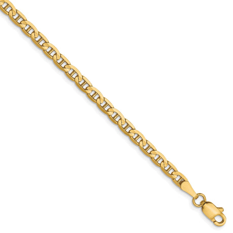 10K Yellow Gold 3 mm Polished Chain Bracelet, Solid