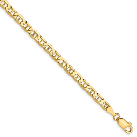 10K Yellow Gold 3.75 mm Polished Chain Bracelet, Solid