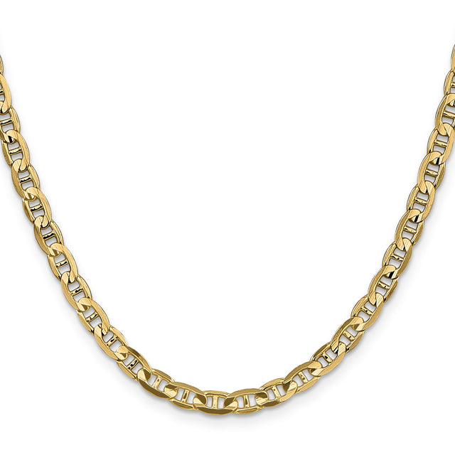 10K Yellow Gold 4.5 mm Polished Chain Necklace, Solid
