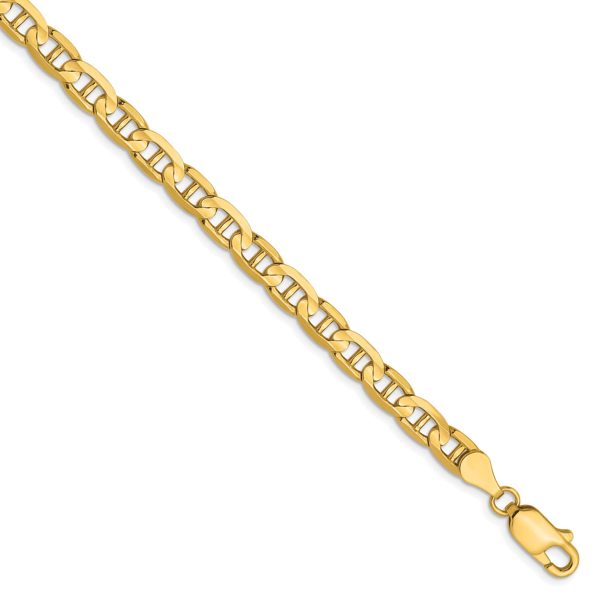 10K Yellow Gold 4.5 mm Polished Chain Bracelet, Solid