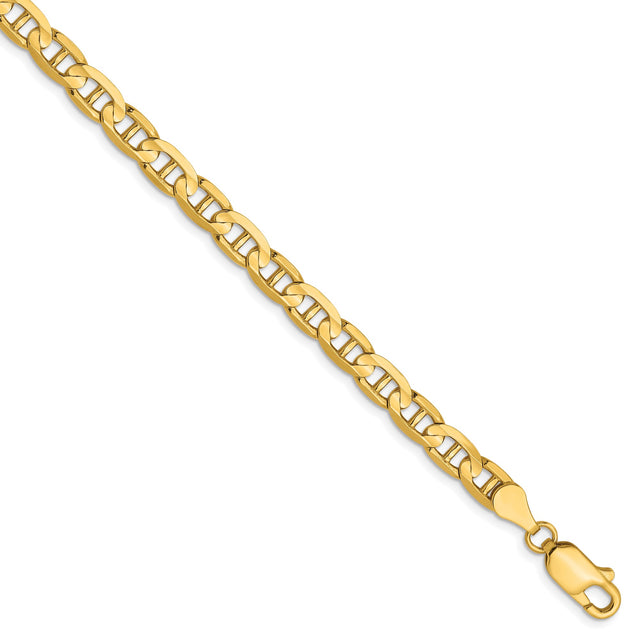 10K Yellow Gold 4.5 mm Polished Chain Bracelet, Solid