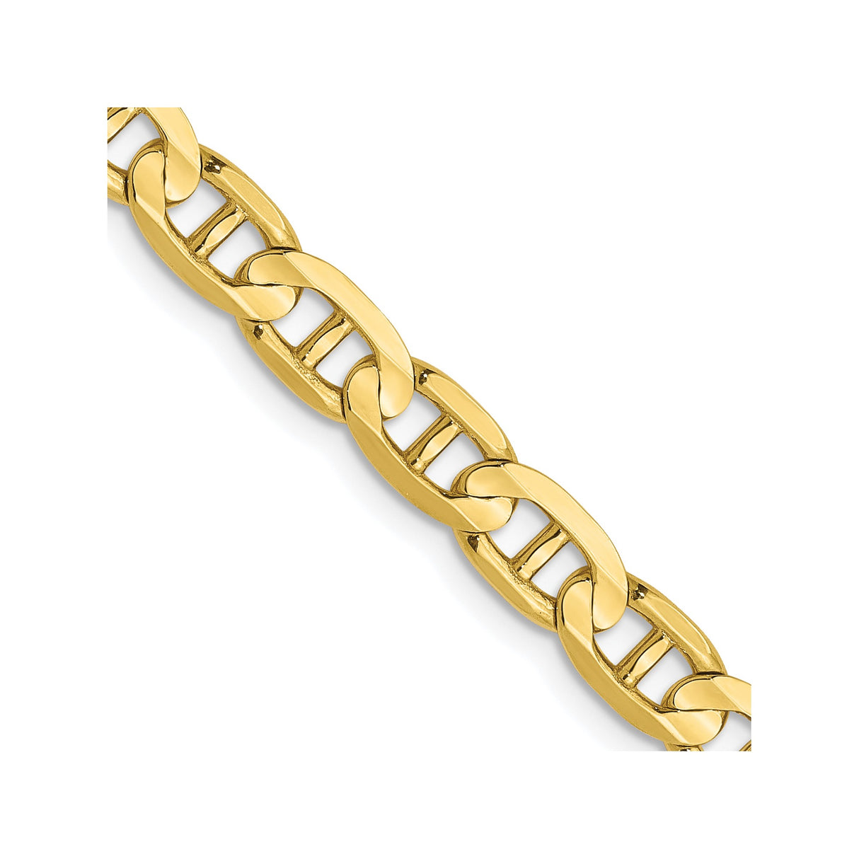 10K Yellow Gold 4.5 mm Polished Chain Necklace, Solid detail view