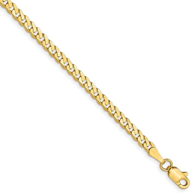10K Yellow Gold 2.4 mm Curb Chain Bracelet, Polished