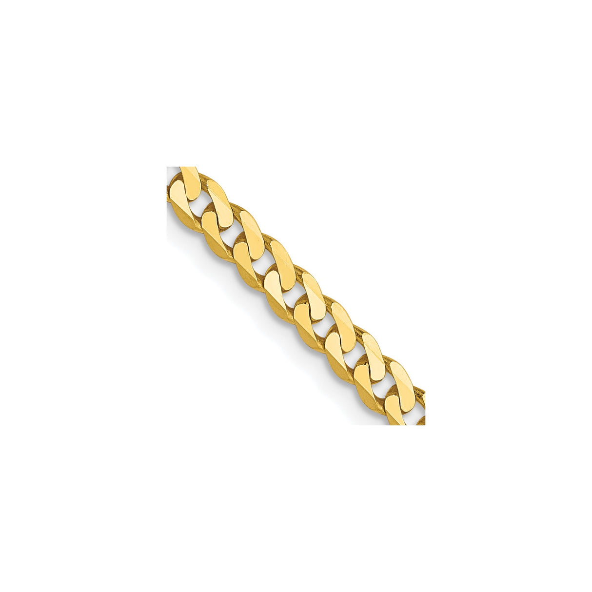 10K Yellow Gold 2.4 mm Curb Chain Necklace, Polished detail view