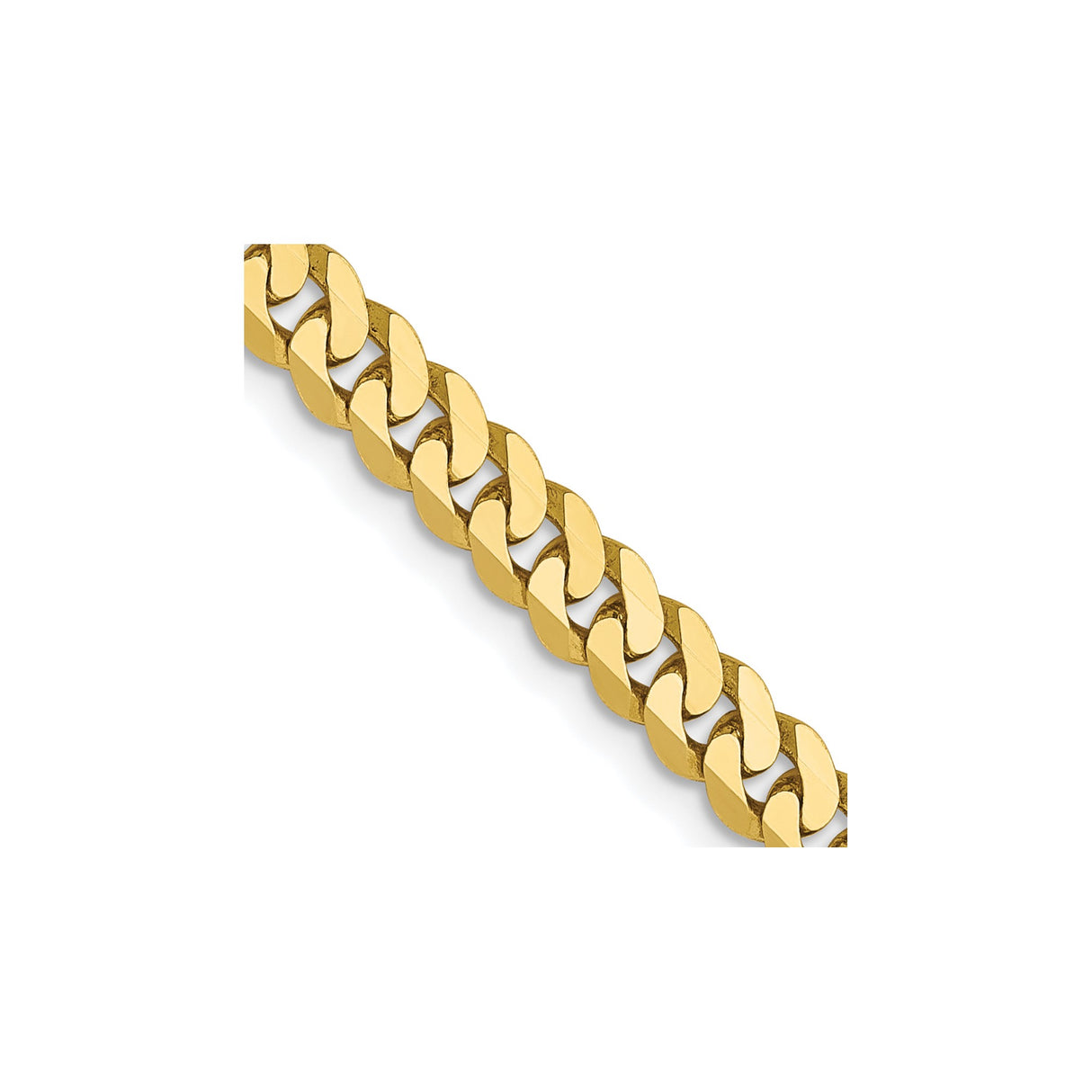 10K Yellow Gold 3.9 mm Curb Chain Necklace, Polished detail view