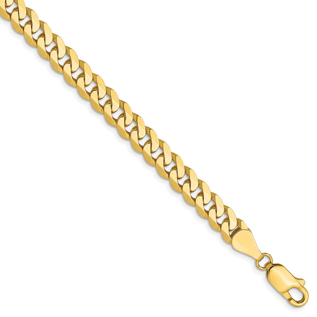 10K Yellow Gold 5.75 mm Curb Chain Anklet, Polished