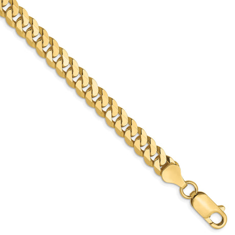 10K Yellow Gold 6.1 mm Curb Chain Bracelet, Polished shown for scale