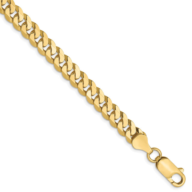 10K Yellow Gold 6.1 mm Curb Chain Bracelet, Polished shown for scale