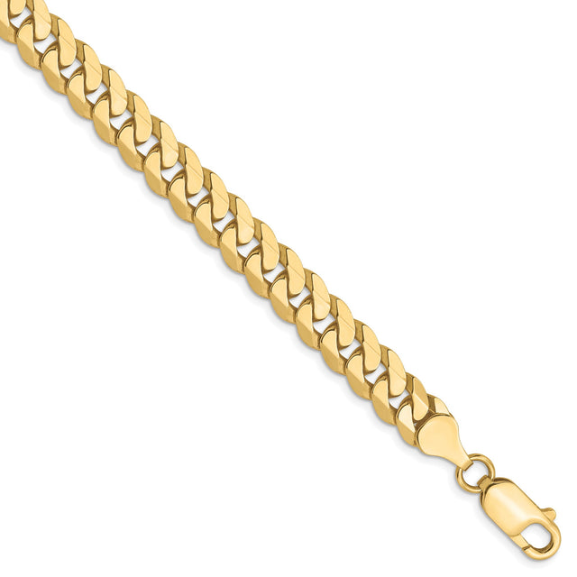 10K Yellow Gold 7.25 mm Curb Chain Anklet, Polished shown for scale