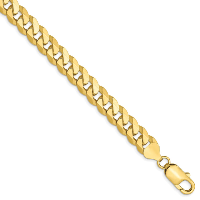 10K Yellow Gold 8 mm Curb Chain Anklet, Polished shown for scale