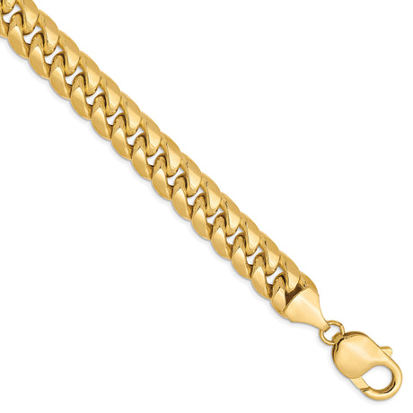 10K Yellow Gold 9.3 mm Polished Chain Bracelet shown for scale