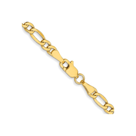 10K Yellow Gold 3.5 mm Figaro Chain Necklace, Polished alternate angle