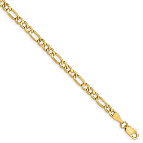 10K Yellow Gold 3.5 mm Figaro Chain Bracelet, Polished